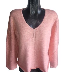 Coco Y Club Pink V-Neck Wool Blend Sweater XL